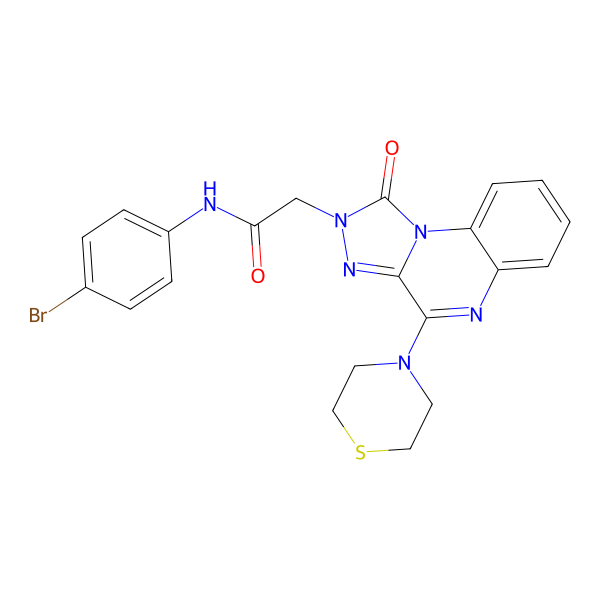 N-(4-bromophenyl)-2-[1-oxo-4-(thiomorpholin-4-yl)-1H,2H-[1,2,4]triazolo[4,3-a]quinoxalin-2-yl]acetamide molecular structure, CAS 1215803-86-3