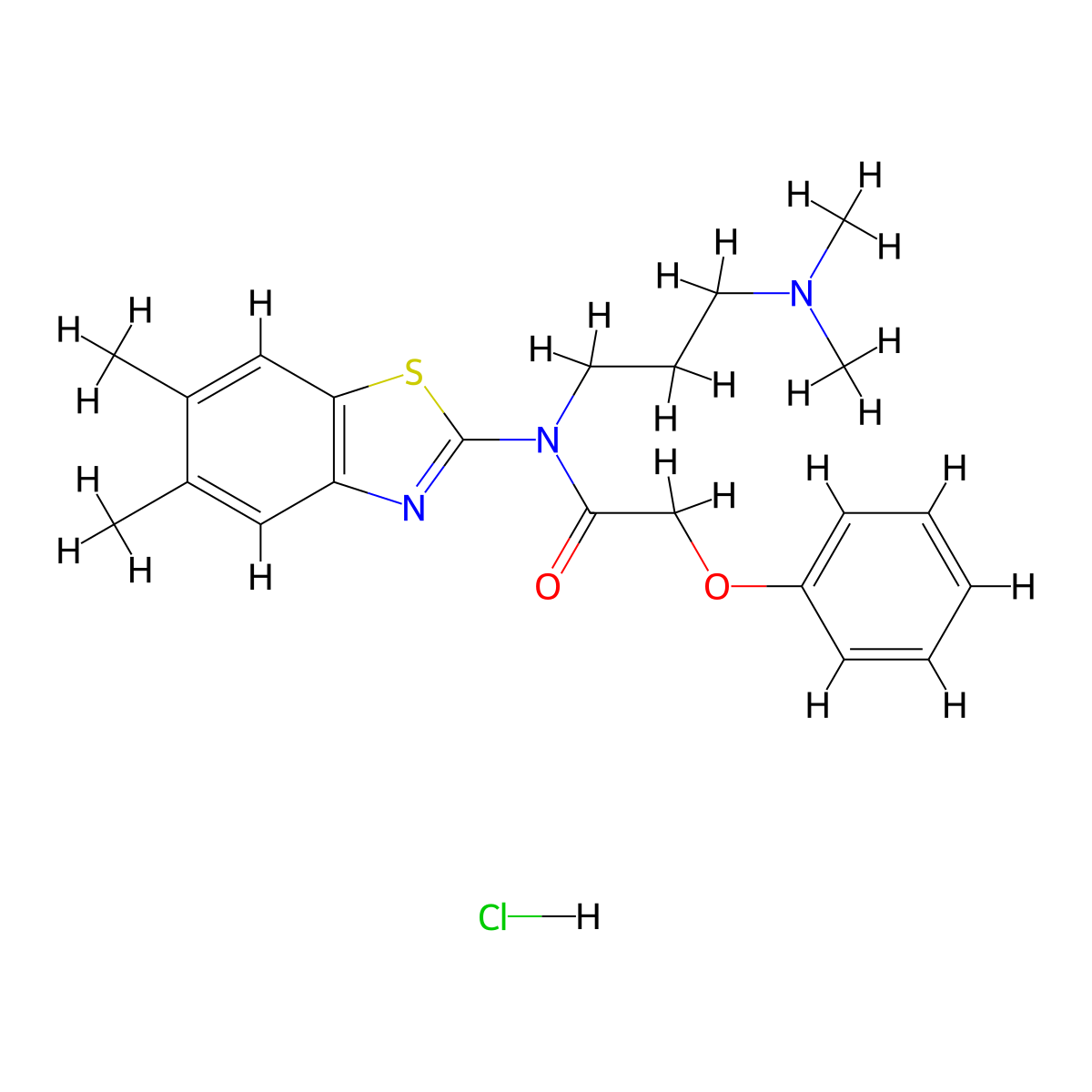N-(3-(dimethylamino)propyl)-N-(5,6-dimethylbenzo[d]thiazol-2-yl)-2-phenoxyacetamide hydrochloride molecular structure, CAS 1215804-13-9