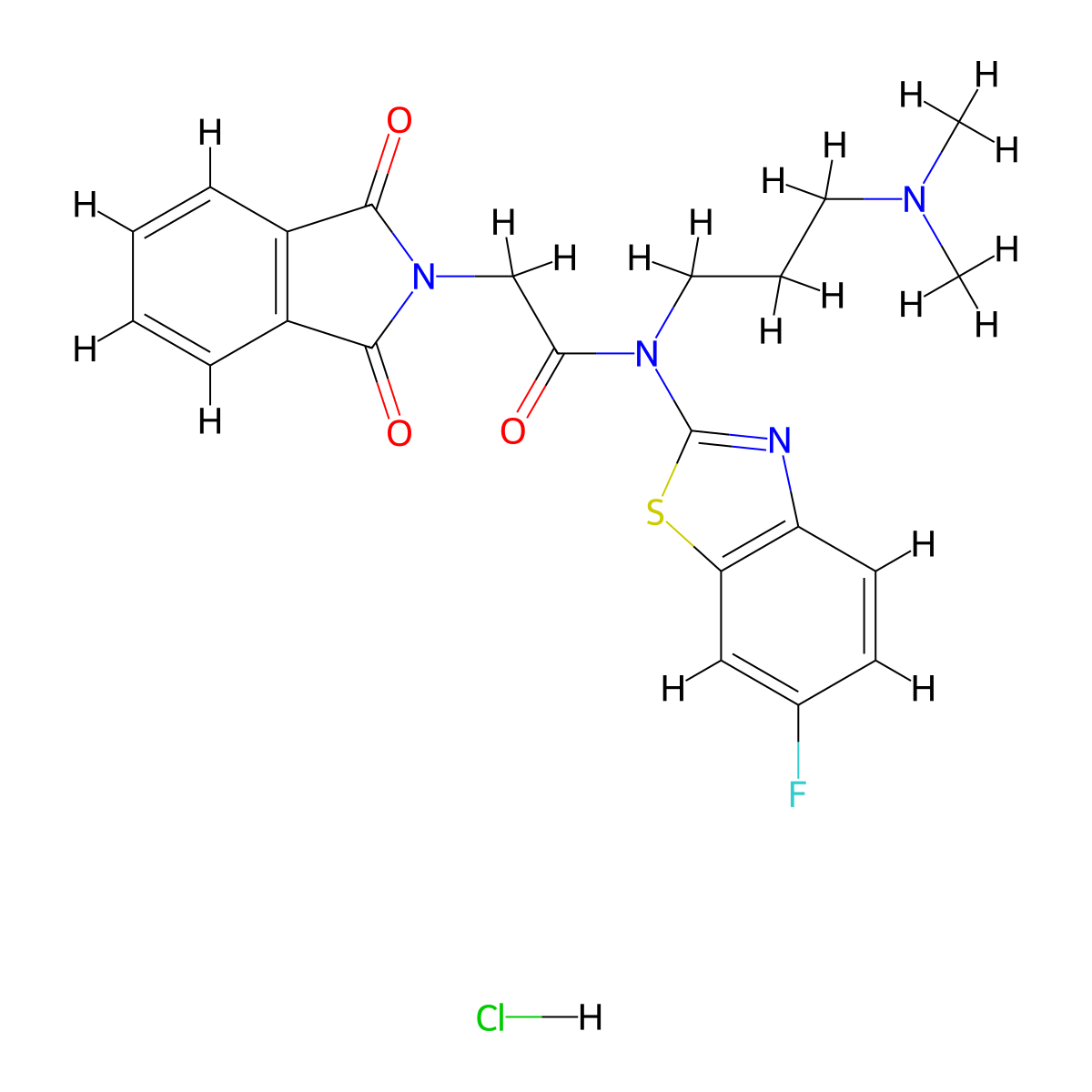 N-(3-(dimethylamino)propyl)-2-(1,3-dioxoisoindolin-2-yl)-N-(6-fluorobenzo[d]thiazol-2-yl)acetamide hydrochloride molecular structure, CAS 1215804-57-1