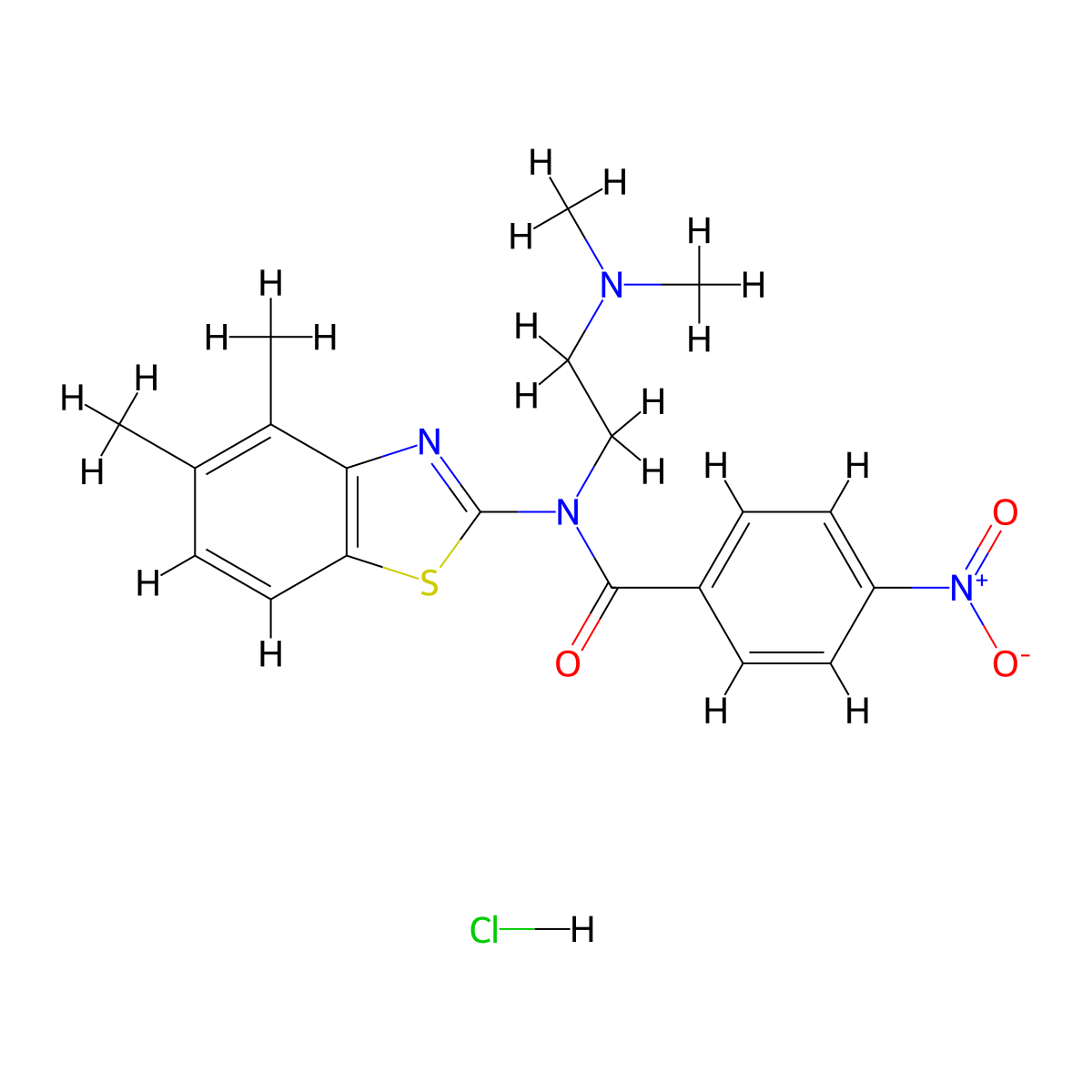 N-(2-(dimethylamino)ethyl)-N-(4,5-dimethylbenzo[d]thiazol-2-yl)-4-nitrobenzamide hydrochloride molecular structure, CAS 1215805-08-5