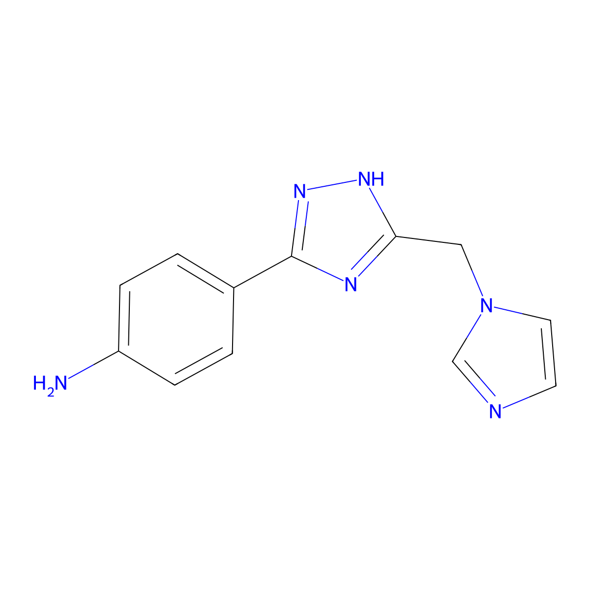 4-(3-((1H-imidazol-1-yl)methyl)-1H-1,2,4-triazol-5-yl)aniline molecular structure, CAS 1215805-65-4