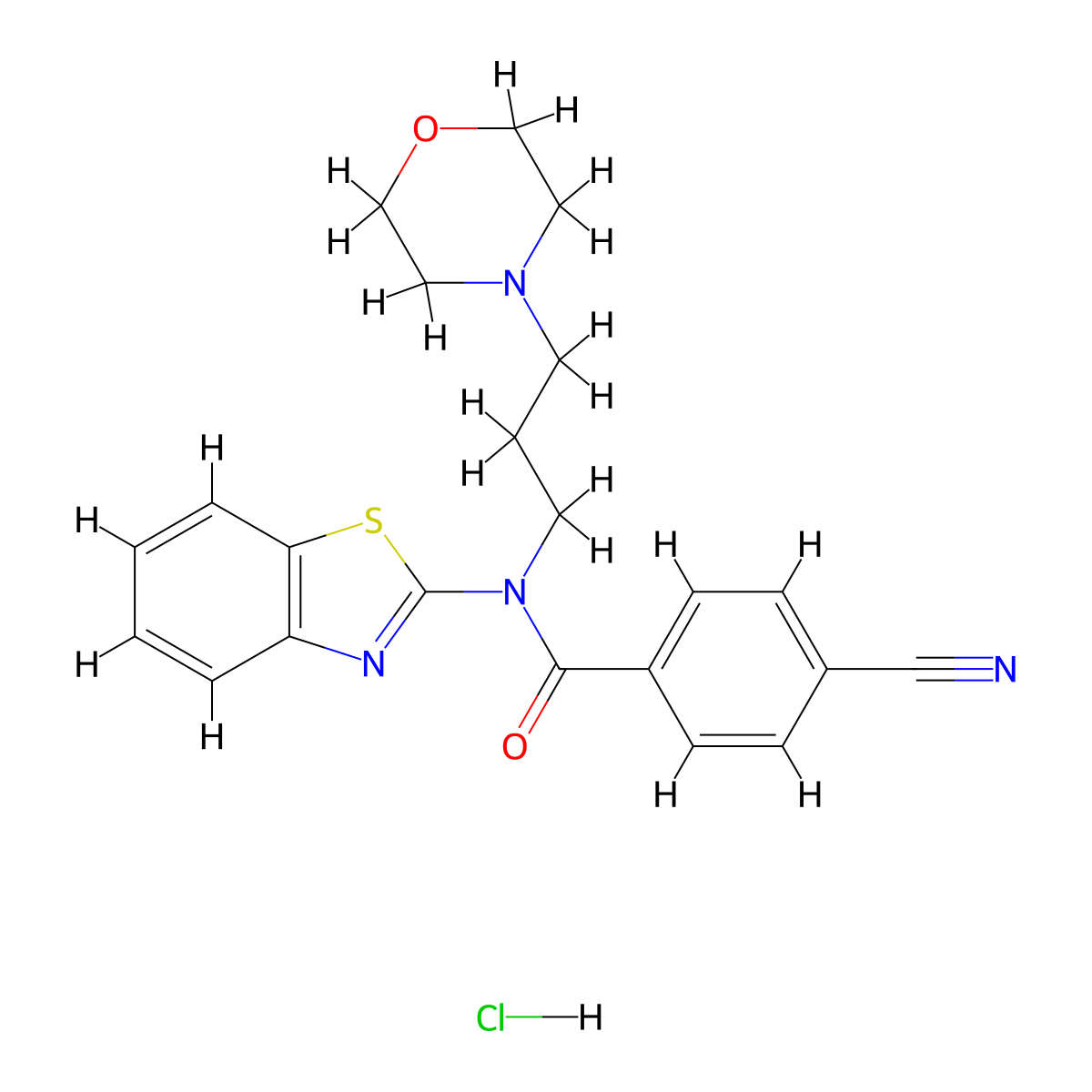 N-(benzo[d]thiazol-2-yl)-4-cyano-N-(3-morpholinopropyl)benzamide hydrochloride molecular structure, CAS 1215807-36-5