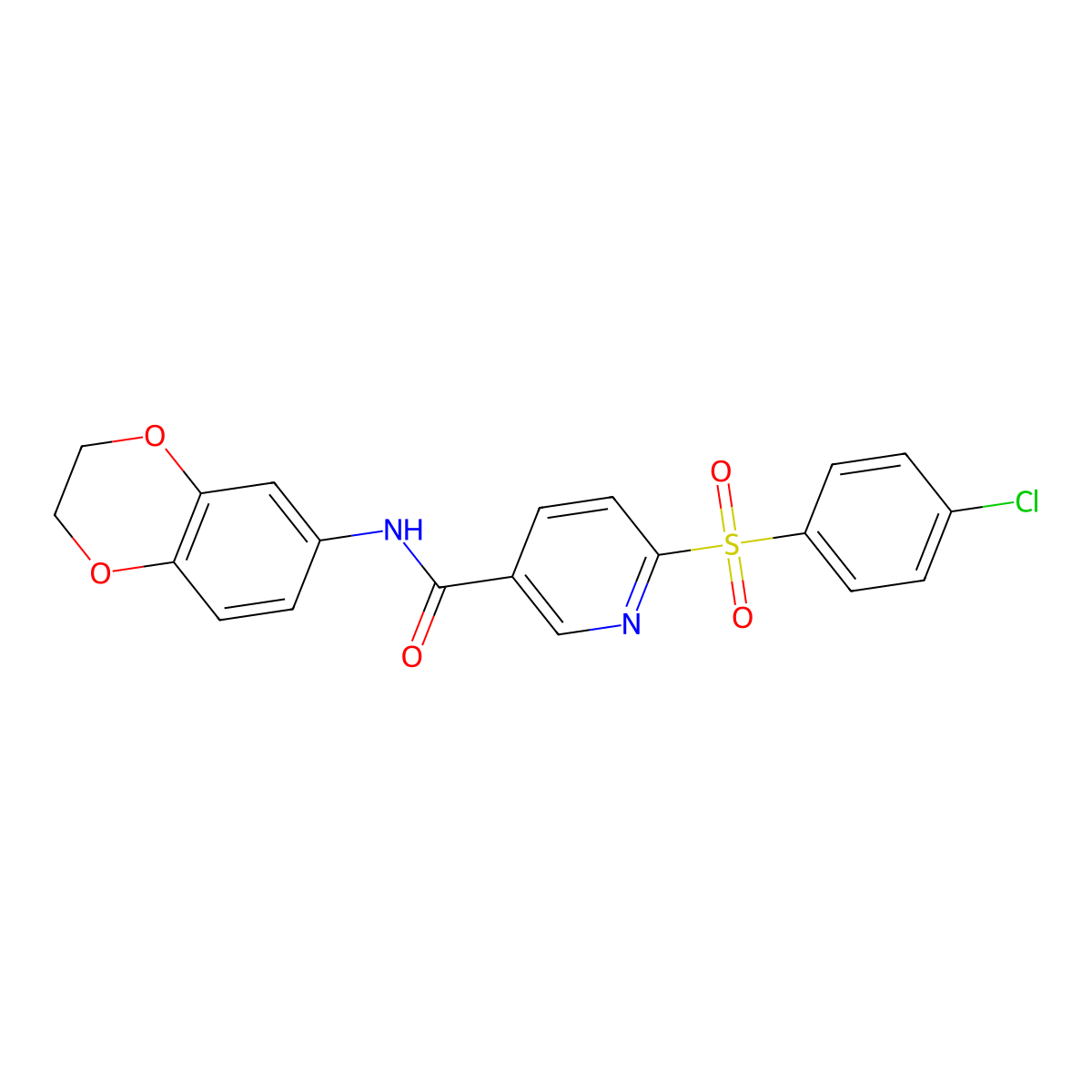 6-((4-chlorophenyl)sulfonyl)-N-(2,3-dihydrobenzo[b][1,4]dioxin-6-yl)nicotinamide molecular structure, CAS 1215809-21-4