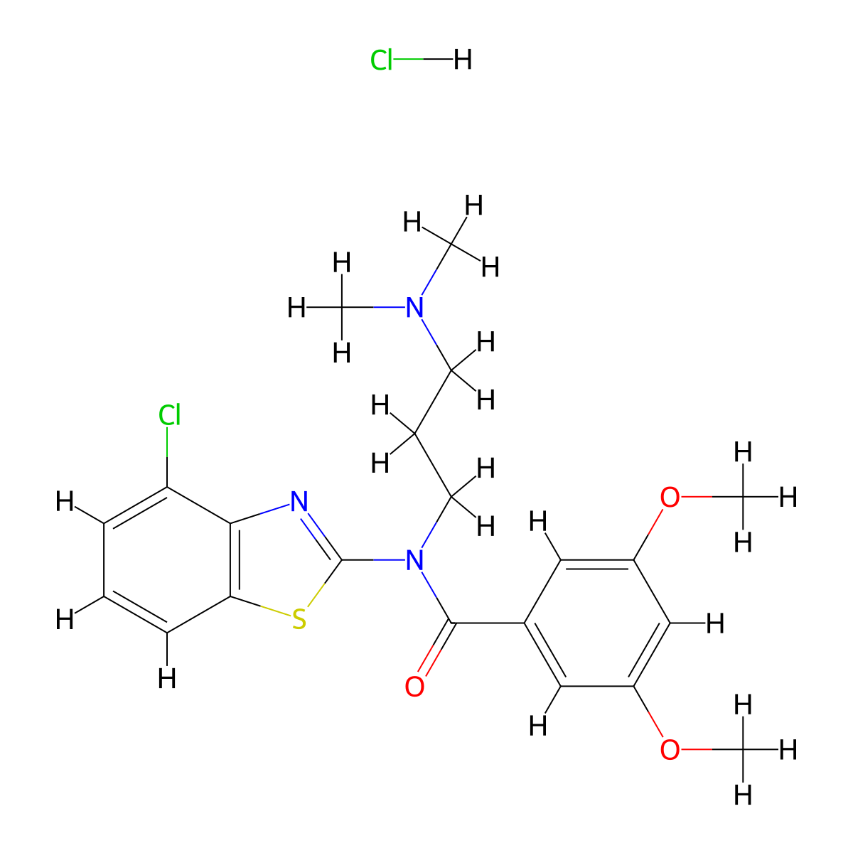 N-(4-chlorobenzo[d]thiazol-2-yl)-N-(3-(dimethylamino)propyl)-3,5-dimethoxybenzamide hydrochloride molecular structure, CAS 1215809-39-4
