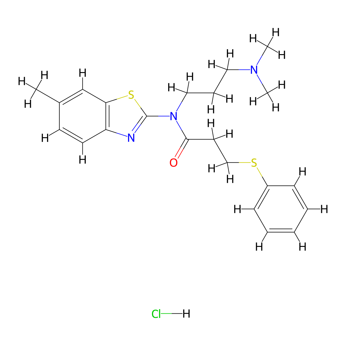 N-(3-(dimethylamino)propyl)-N-(6-methylbenzo[d]thiazol-2-yl)-3-(phenylthio)propanamide hydrochloride molecular structure, CAS 1215810-05-1