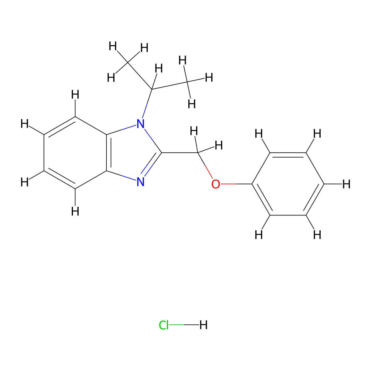 1-isopropyl-2-(phenoxymethyl)-1H-benzo[d]imidazole hydrochloride molecular structure, CAS 1215810-43-7