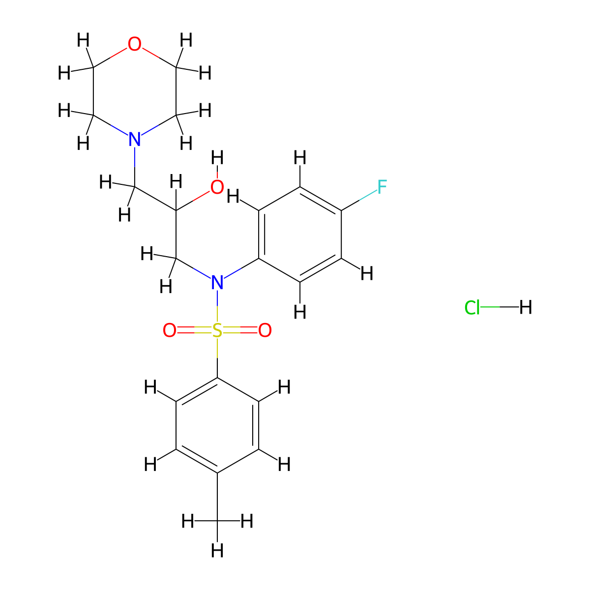 N-(4-fluorophenyl)-N-(2-hydroxy-3-morpholinopropyl)-4-methylbenzenesulfonamide hydrochloride molecular structure, CAS 1215812-80-8