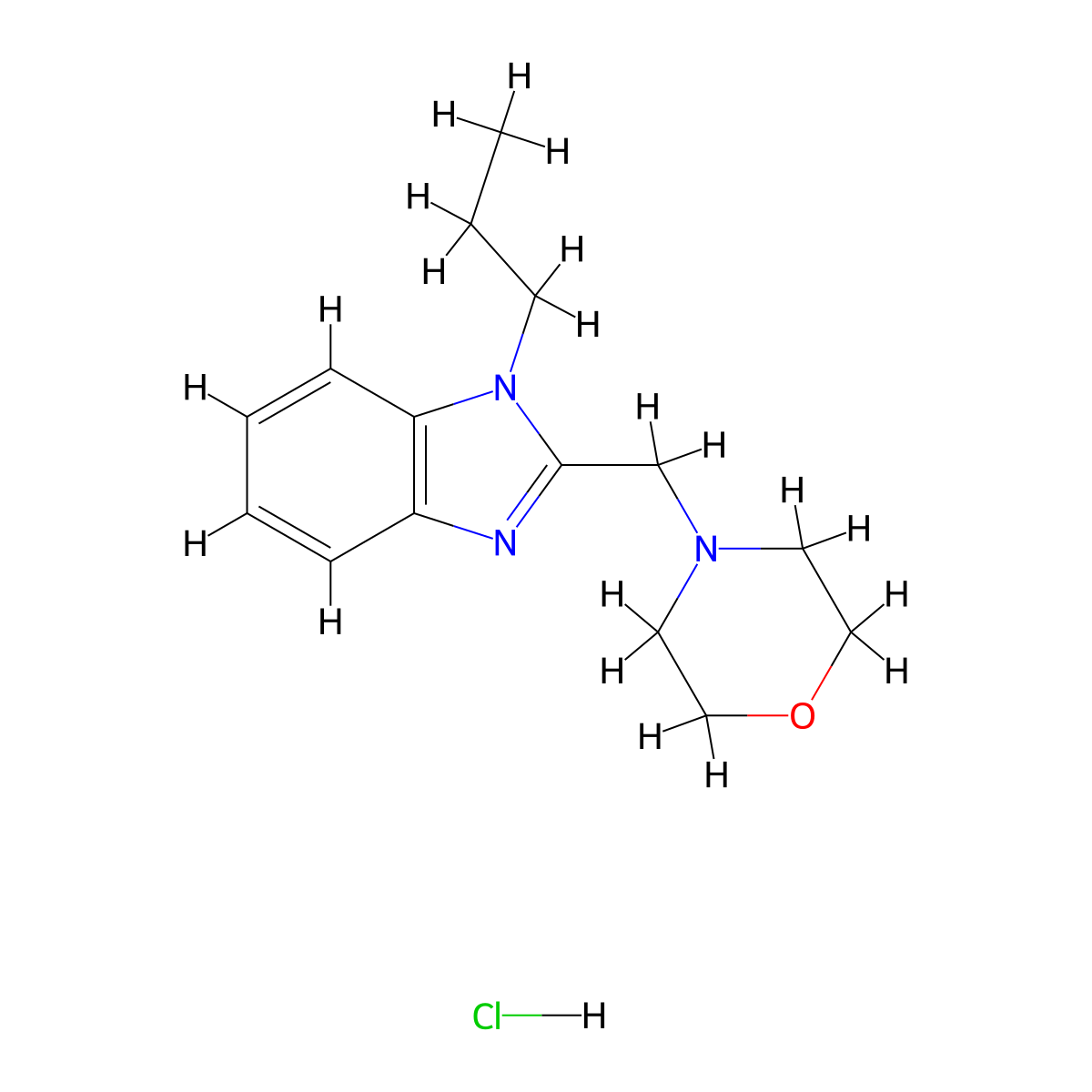 4-((1-propyl-1H-benzo[d]imidazol-2-yl)methyl)morpholine hydrochloride molecular structure, CAS 1215812-91-1