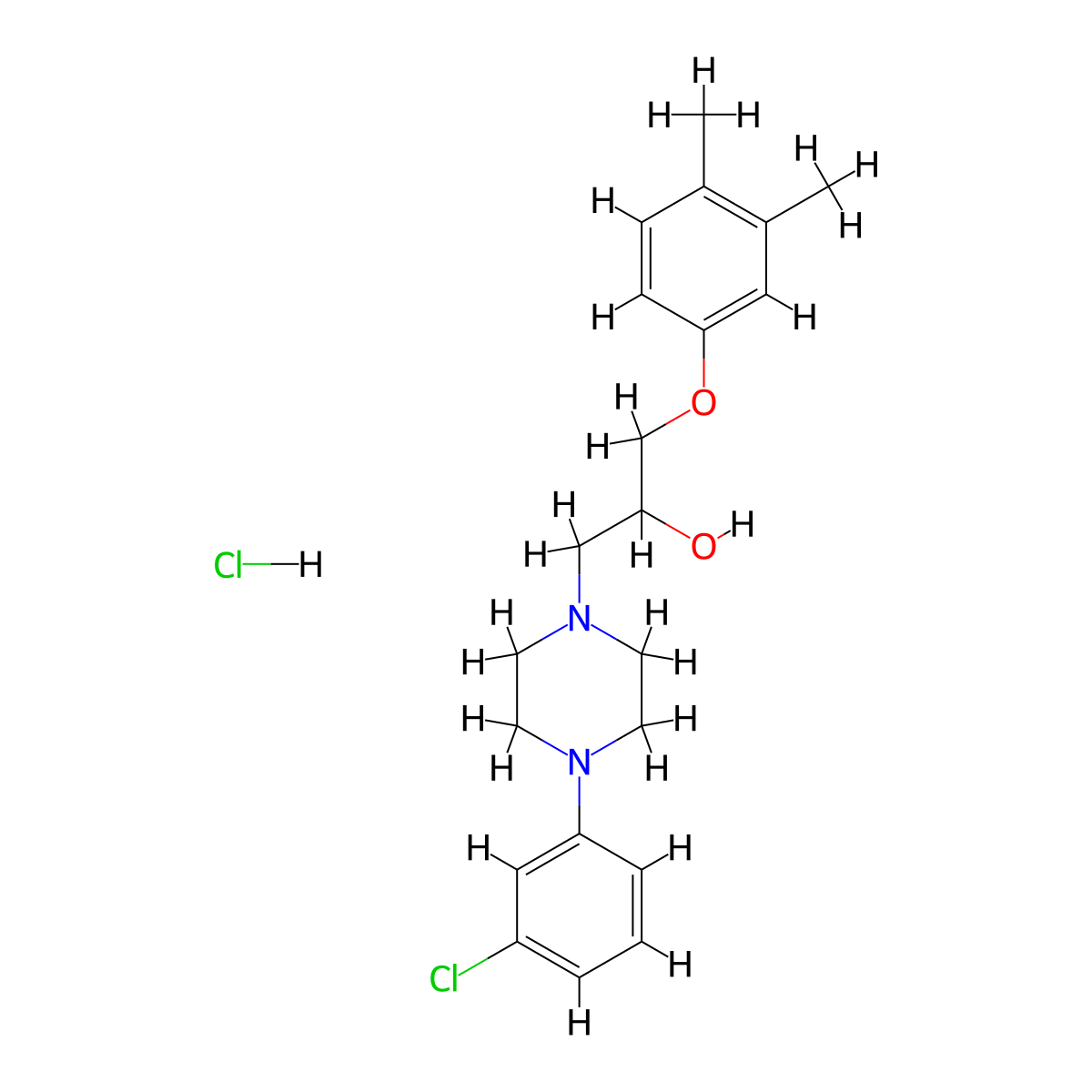 1-(4-(3-Chlorophenyl)piperazin-1-yl)-3-(3,4-dimethylphenoxy)propan-2-ol hydrochloride molecular structure, CAS 1215813-64-1
