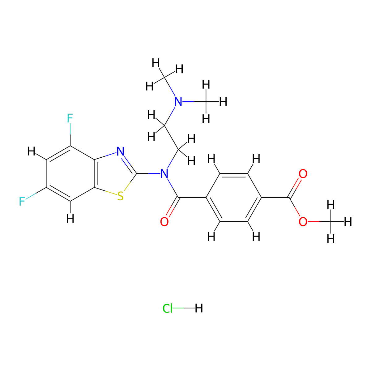 Methyl 4-((4,6-difluorobenzo[d]thiazol-2-yl)(2-(dimethylamino)ethyl)carbamoyl)benzoate hydrochloride molecular structure, CAS 1215815-65-8