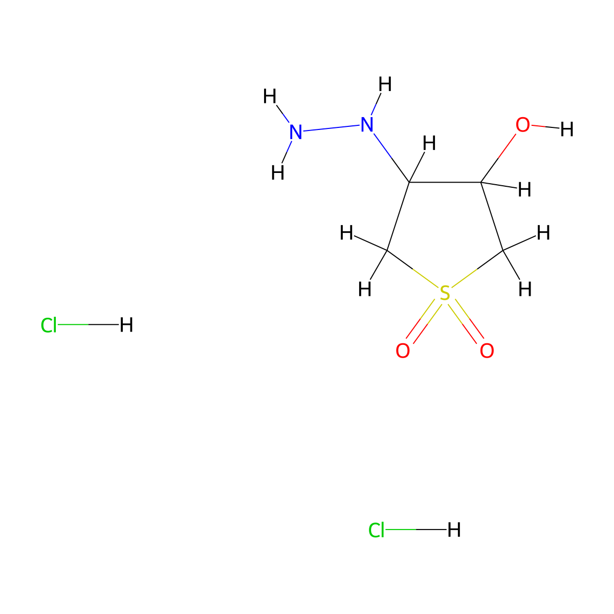 3-Hydrazinyl-4-hydroxytetrahydrothiophene 1,1-dioxide dihydrochloride molecular structure, CAS 1215815-88-5
