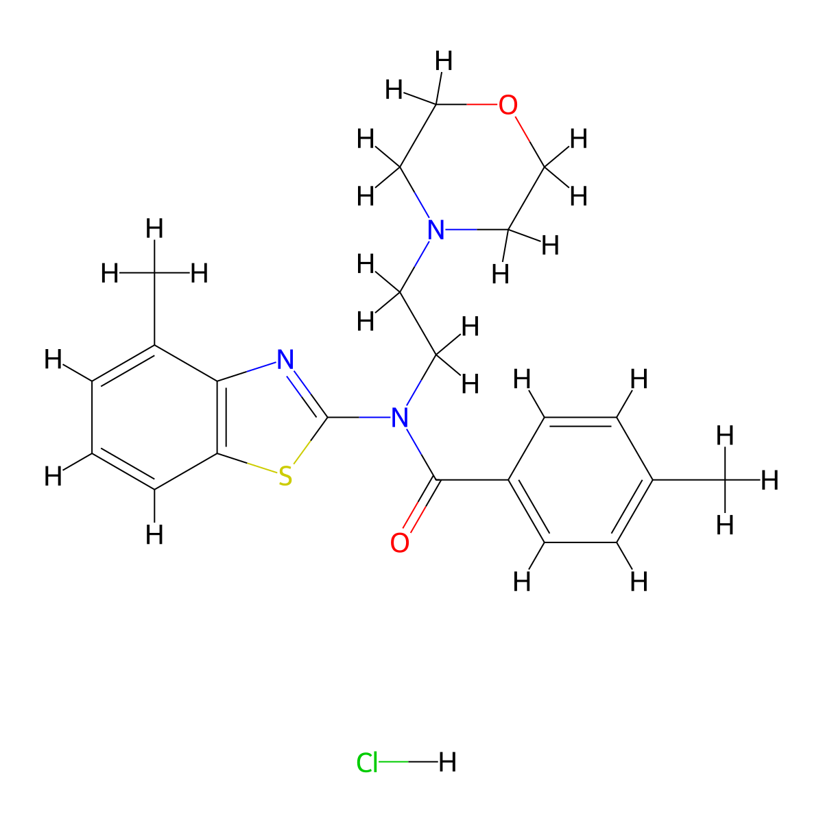 4-methyl-N-(4-methylbenzo[d]thiazol-2-yl)-N-(2-morpholinoethyl)benzamide hydrochloride molecular structure, CAS 1215816-05-9