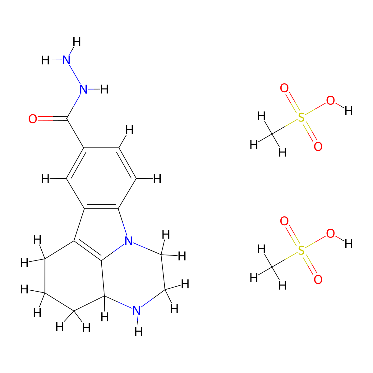 2,3,3a,4,5,6-hexahydro-1H-pyrazino[3,2,1-jk]carbazole-8-carbohydrazide dimethanesulfonate molecular structure, CAS 1215816-31-1