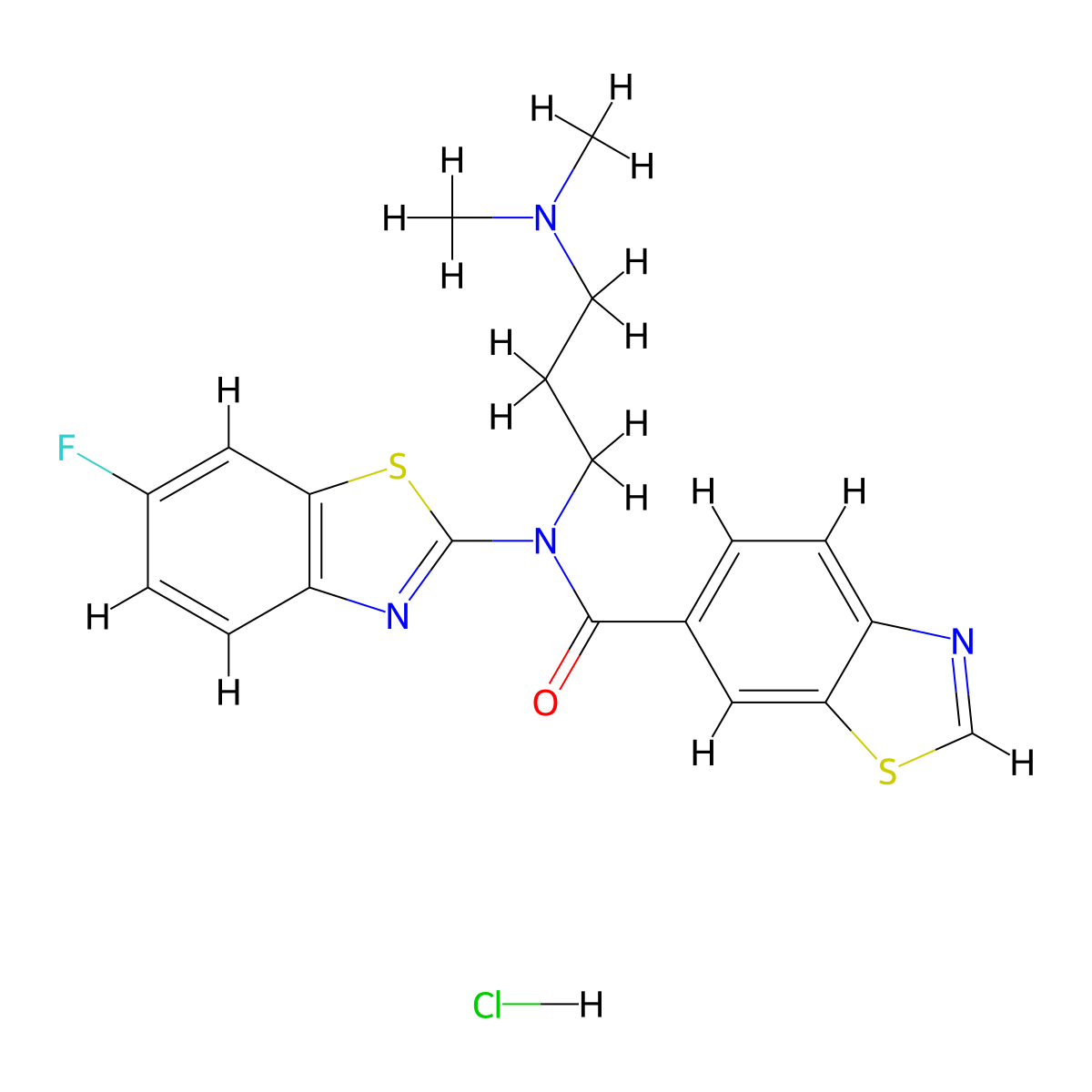 N-(3-(dimethylamino)propyl)-N-(6-fluorobenzo[d]thiazol-2-yl)benzo[d]thiazole-6-carboxamide hydrochloride molecular structure, CAS 1215817-21-2