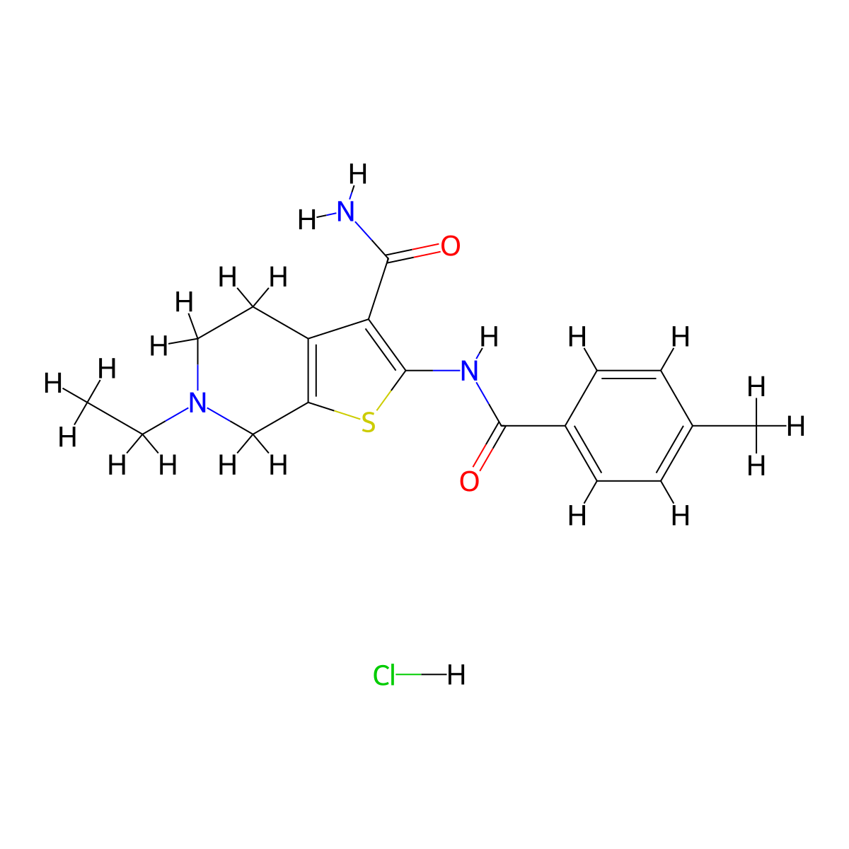 6-Ethyl-2-(4-methylbenzamido)-4,5,6,7-tetrahydrothieno[2,3-c]pyridine-3-carboxamide hydrochloride molecular structure, CAS 1215817-30-3