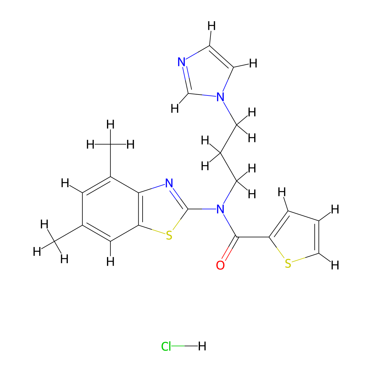 N-(3-(1H-imidazol-1-yl)propyl)-N-(4,6-dimethylbenzo[d]thiazol-2-yl)thiophene-2-carboxamide hydrochloride molecular structure, CAS 1215817-50-7