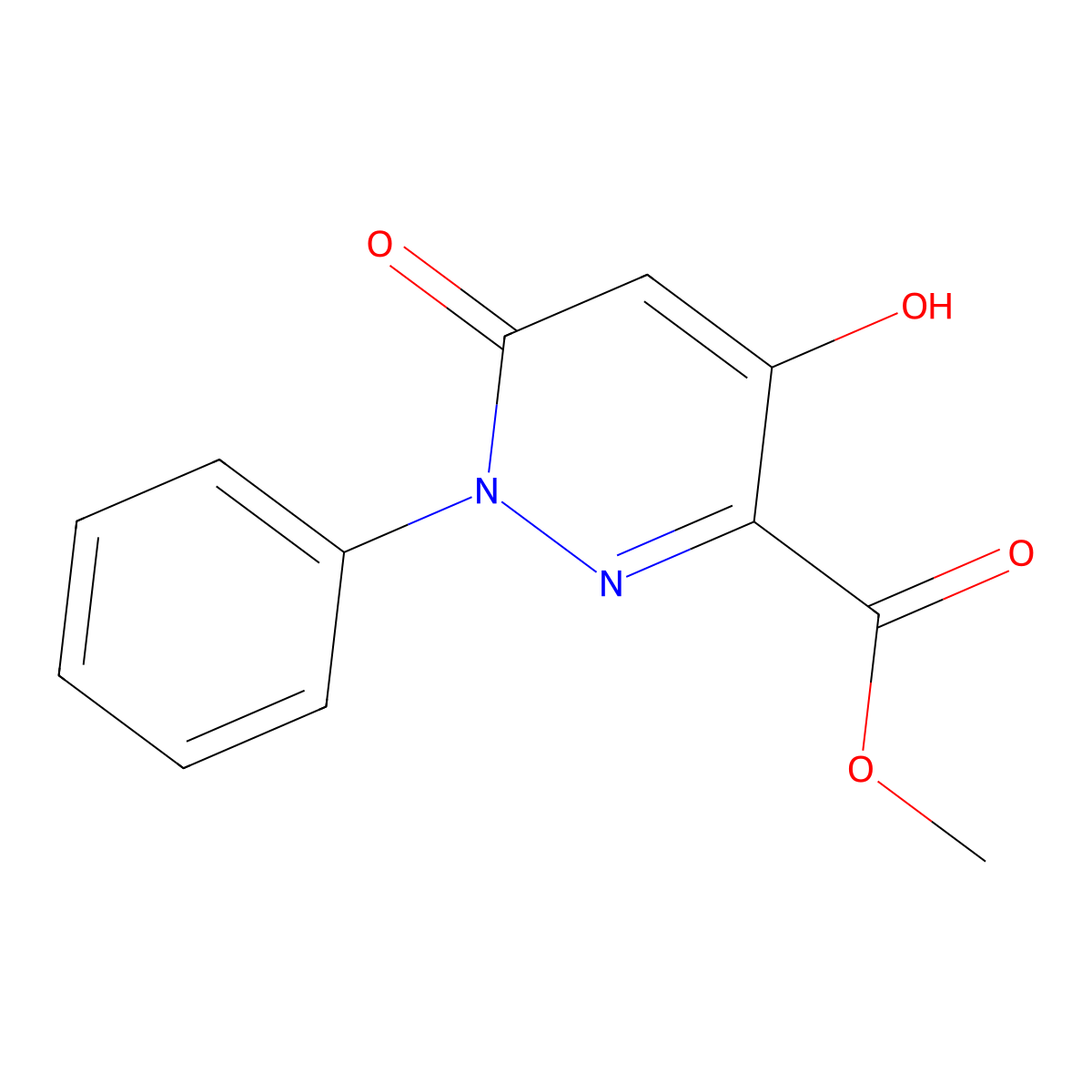 Methyl 1,6-dihydro-4-hydroxy-6-oxo-1-phenyl-3-pyridazinecarboxylate molecular structure, CAS 121582-53-4