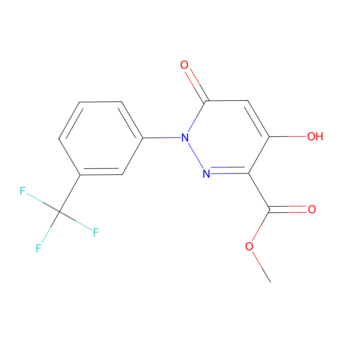 Methyl 4-hydroxy-6-oxo-1-(3-(trifluoromethyl)phenyl)-1,6-dihydropyridazine-3-carboxylate molecular structure, CAS 121582-55-6