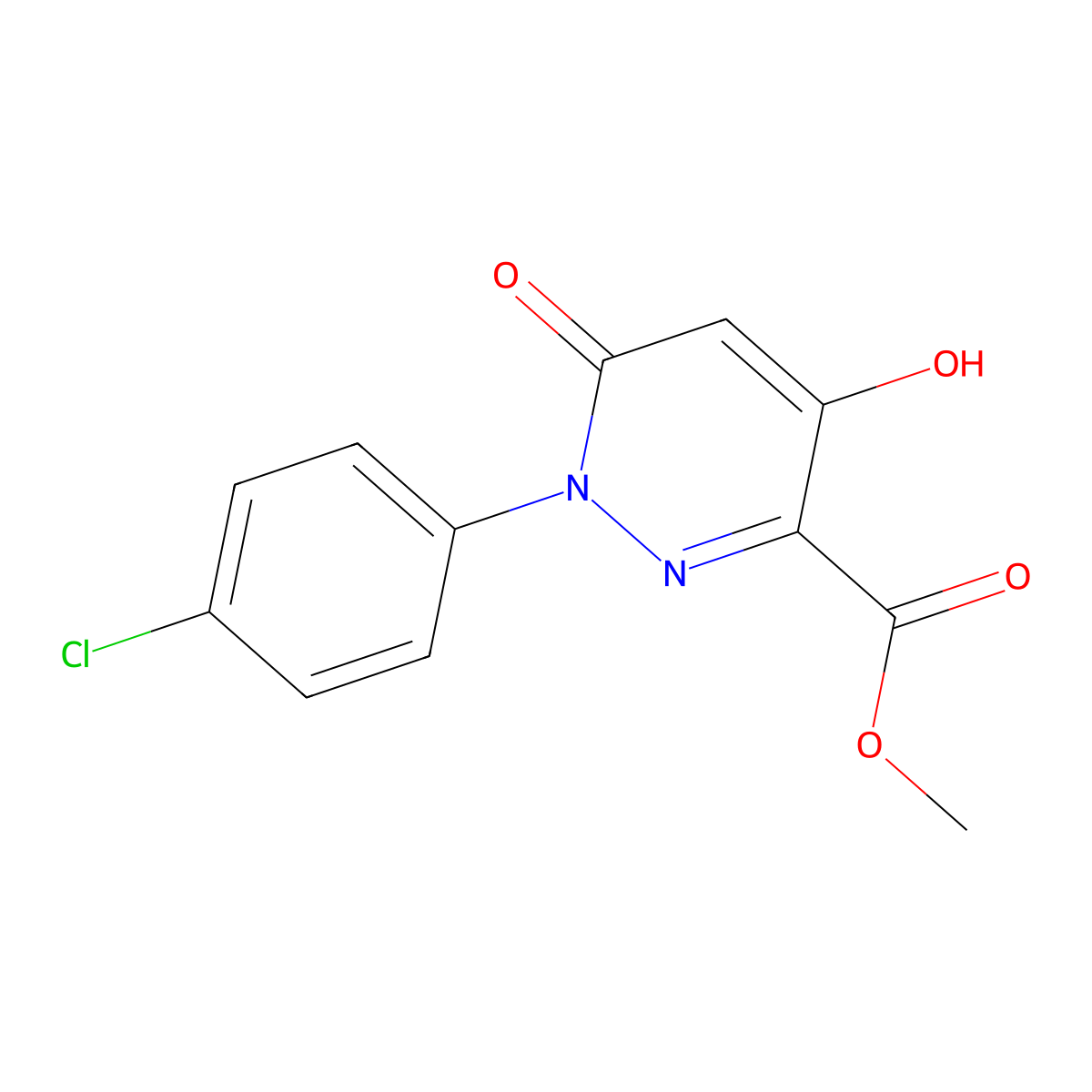 Methyl 1-(4-chlorophenyl)-4-hydroxy-6-oxo-1,6-dihydropyridazine-3-carboxylate molecular structure, CAS 121582-56-7