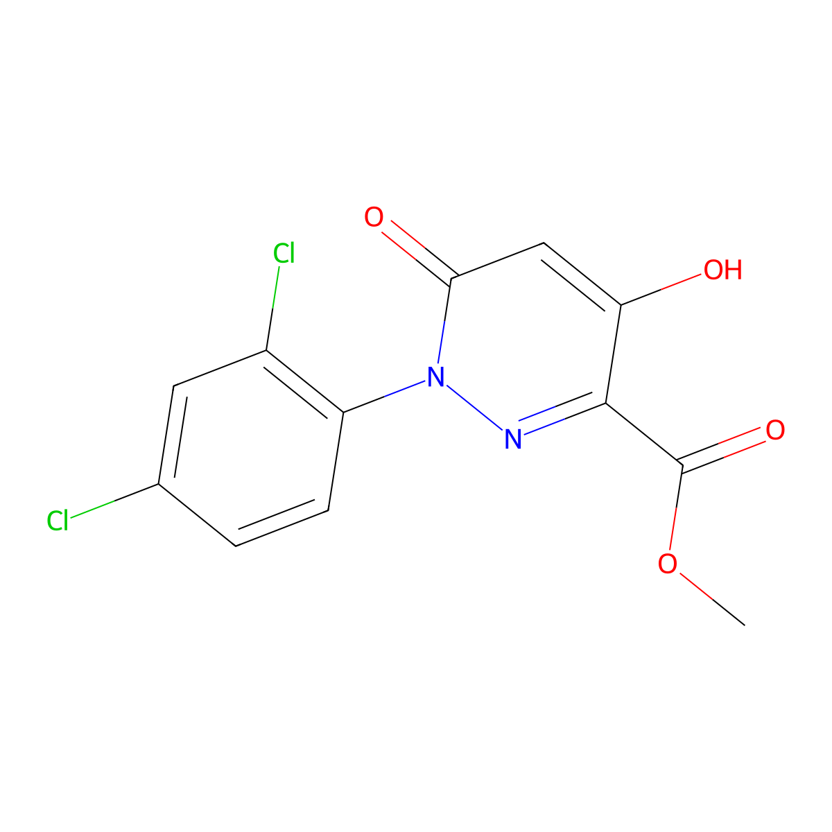 Methyl 1-(2,4-dichlorophenyl)-4-hydroxy-6-oxo-1,6-dihydro-3-pyridazinecarboxylate molecular structure, CAS 121582-57-8