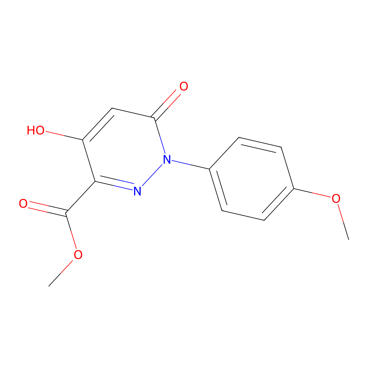 Methyl 4-hydroxy-1-(4-methoxyphenyl)-6-oxo-1,6-dihydropyridazine-3-carboxylate molecular structure, CAS 121582-61-4