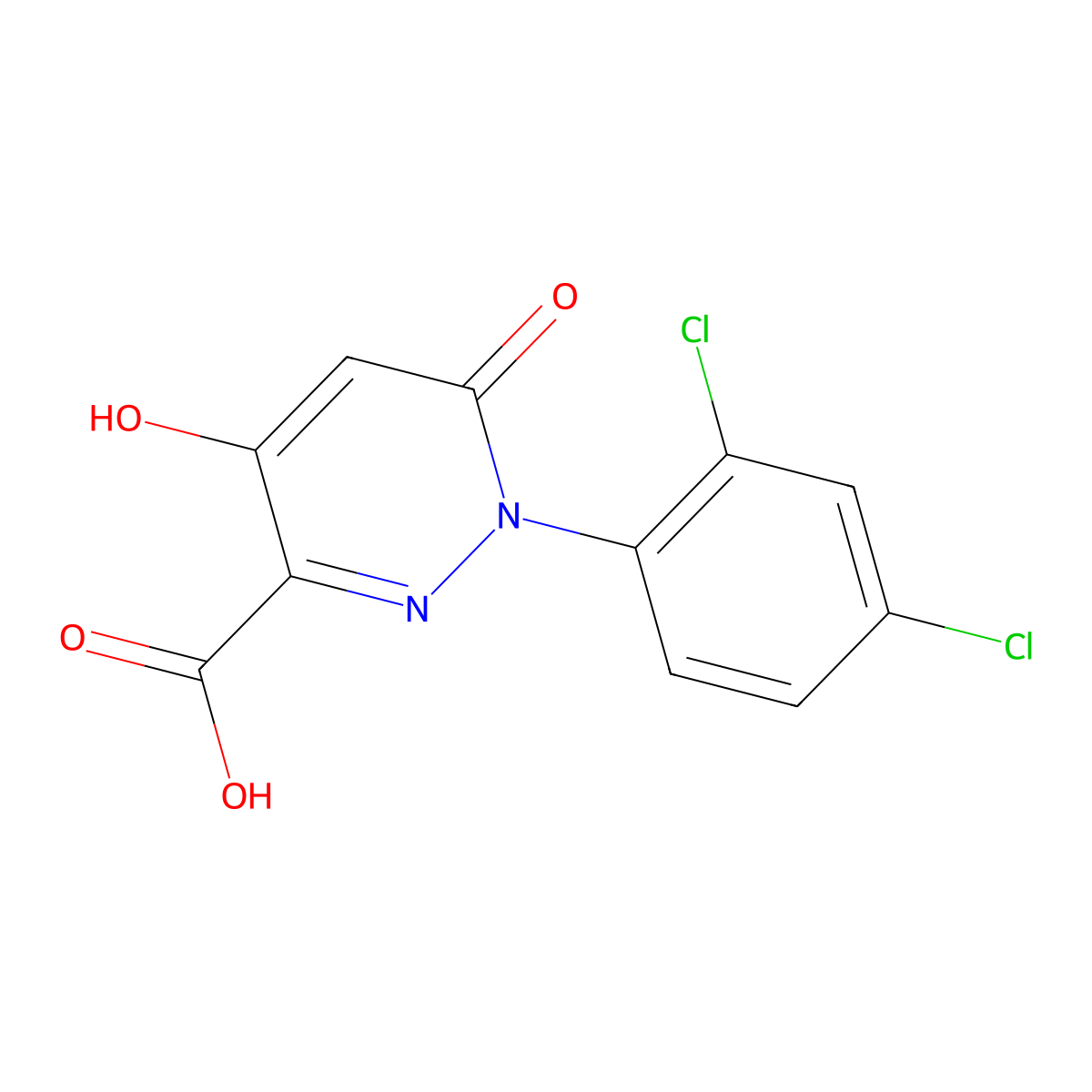 1-(2,4-Dichlorophenyl)-4-hydroxy-6-oxo-1,6-dihydropyridazine-3-carboxylic acid molecular structure, CAS 121582-66-9