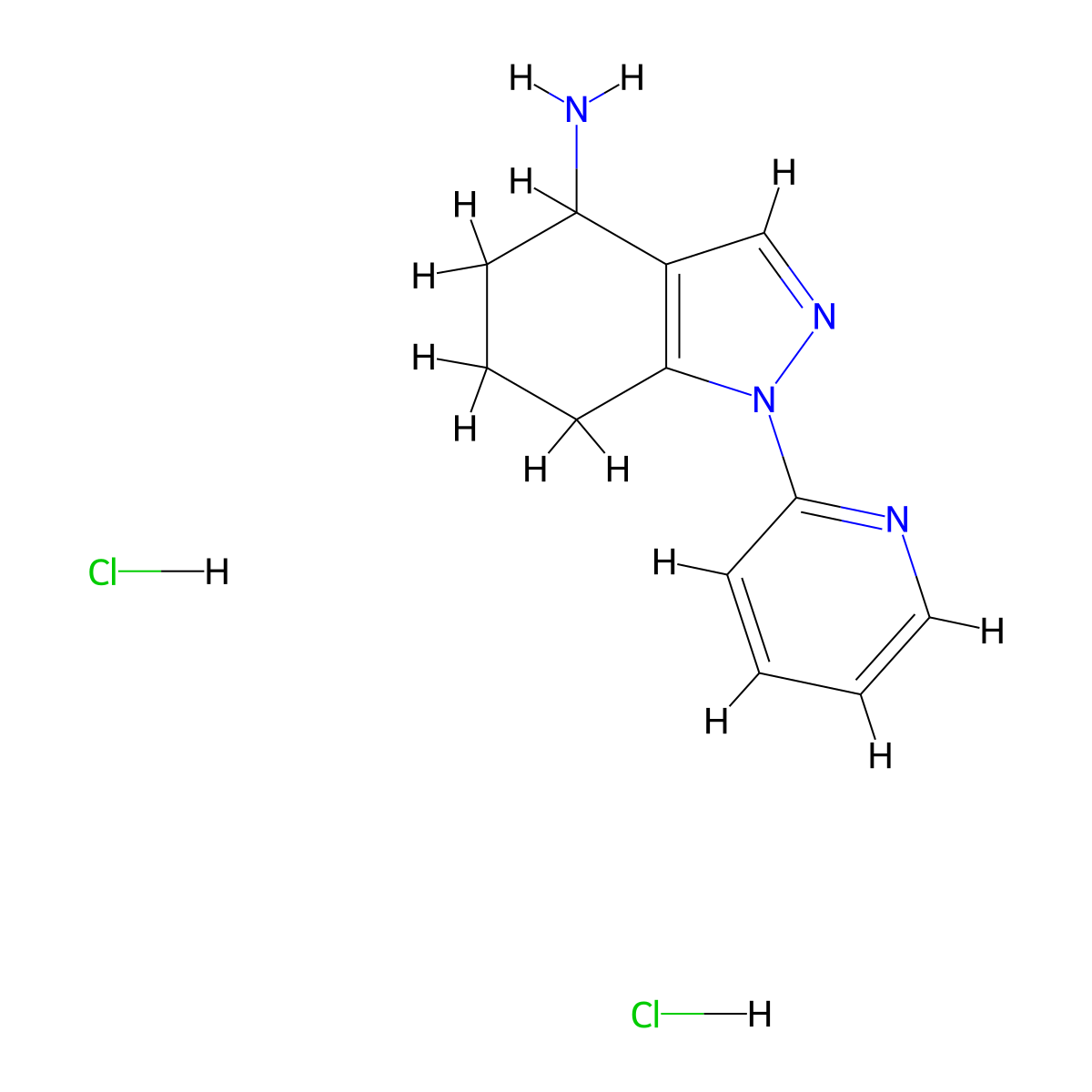 1-Pyridin-2-yl-4,5,6,7-tetrahydroindazol-4-amine;dihydrochloride molecular structure, CAS 1215820-29-3