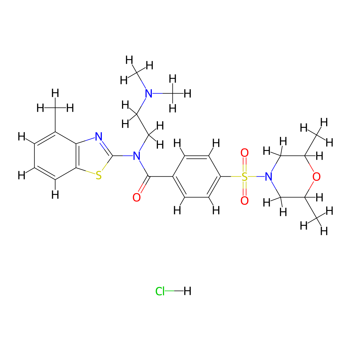 N-(2-(dimethylamino)ethyl)-4-((2,6-dimethylmorpholino)sulfonyl)-N-(4-methylbenzo[d]thiazol-2-yl)benzamide hydrochloride molecular structure, CAS 1215821-66-1