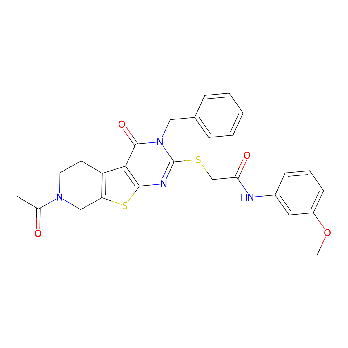 2-({11-acetyl-4-benzyl-3-oxo-8-thia-4,6,11-triazatricyclo[7.4.0.0^{2,7}]trideca-1(9),2(7),5-trien-5-yl}sulfanyl)-N-(3-methoxyphenyl)acetamide molecular structure, CAS 1215822-05-1