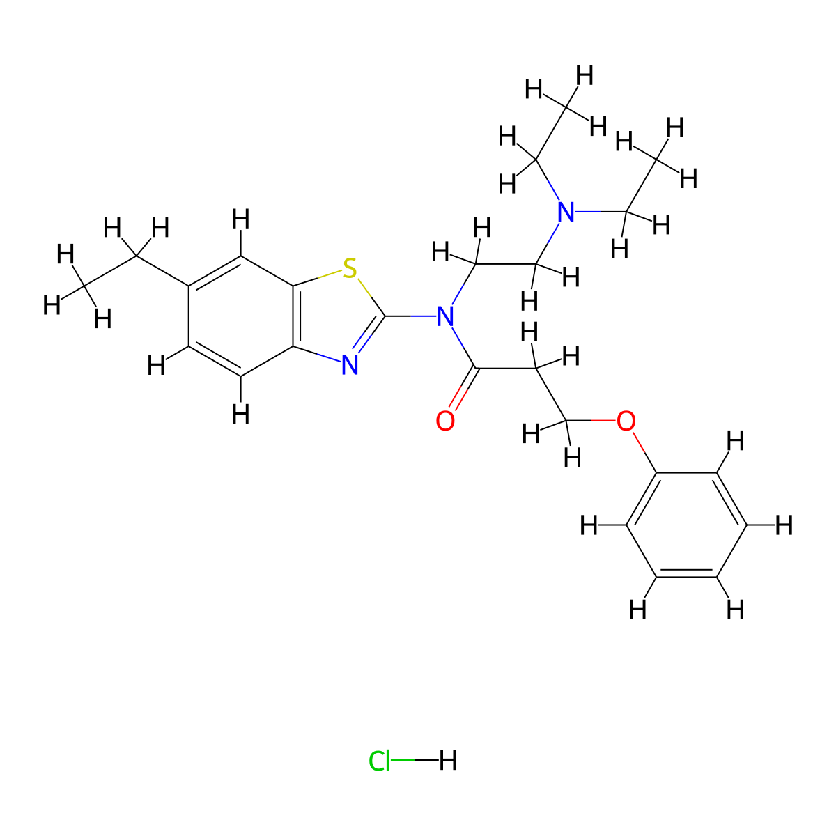 N-(2-(diethylamino)ethyl)-N-(6-ethylbenzo[d]thiazol-2-yl)-3-phenoxypropanamide hydrochloride molecular structure, CAS 1215824-10-4