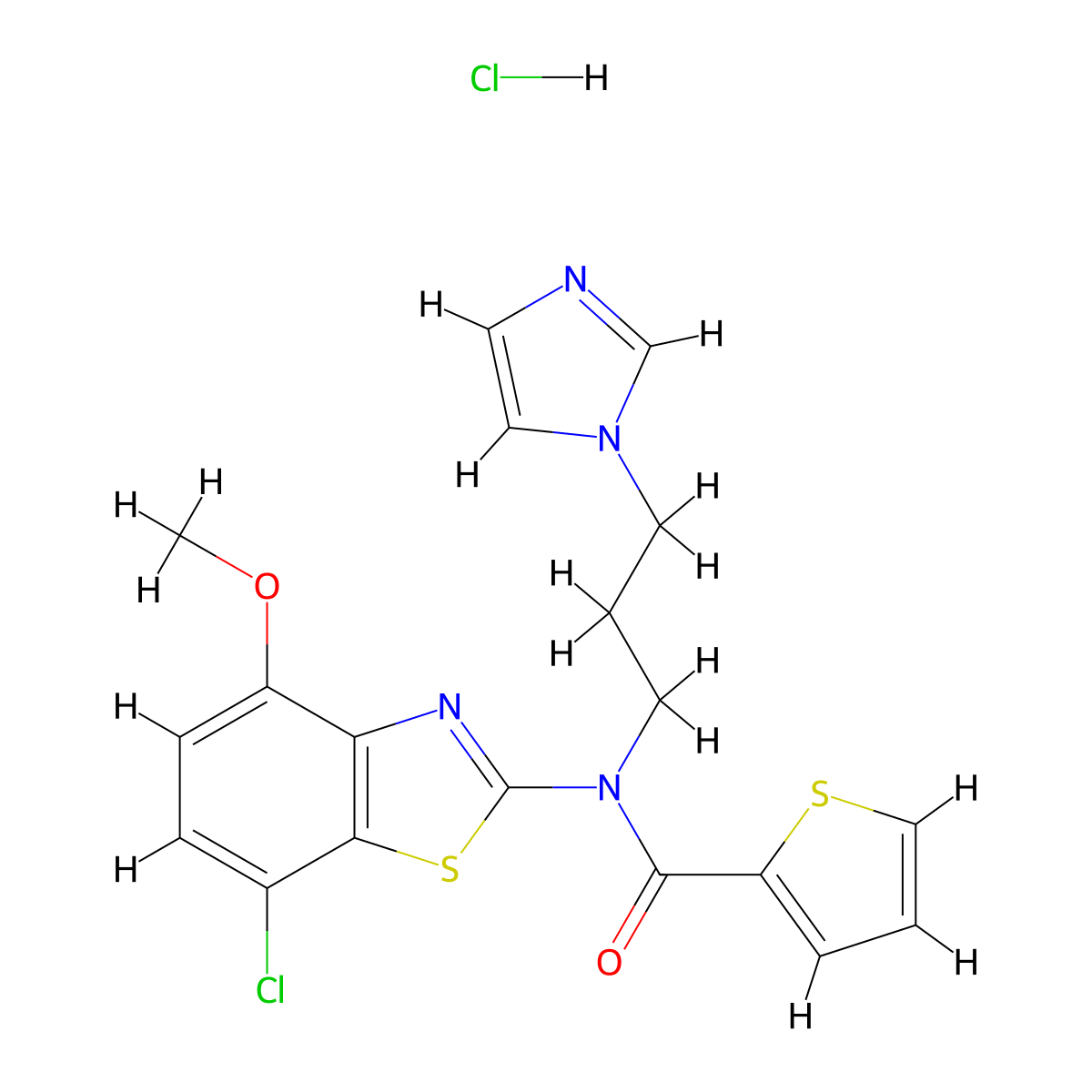 N-(3-(1H-imidazol-1-yl)propyl)-N-(7-chloro-4-methoxybenzo[d]thiazol-2-yl)thiophene-2-carboxamide hydrochloride molecular structure, CAS 1215824-23-9