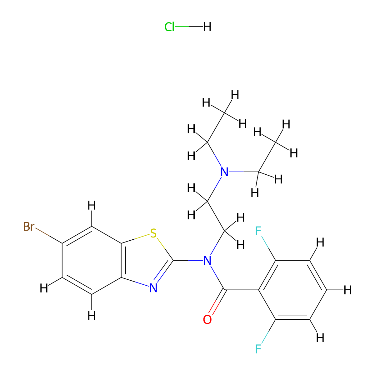 N-(6-bromobenzo[d]thiazol-2-yl)-N-(2-(diethylamino)ethyl)-2,6-difluorobenzamide hydrochloride molecular structure, CAS 1215825-54-9