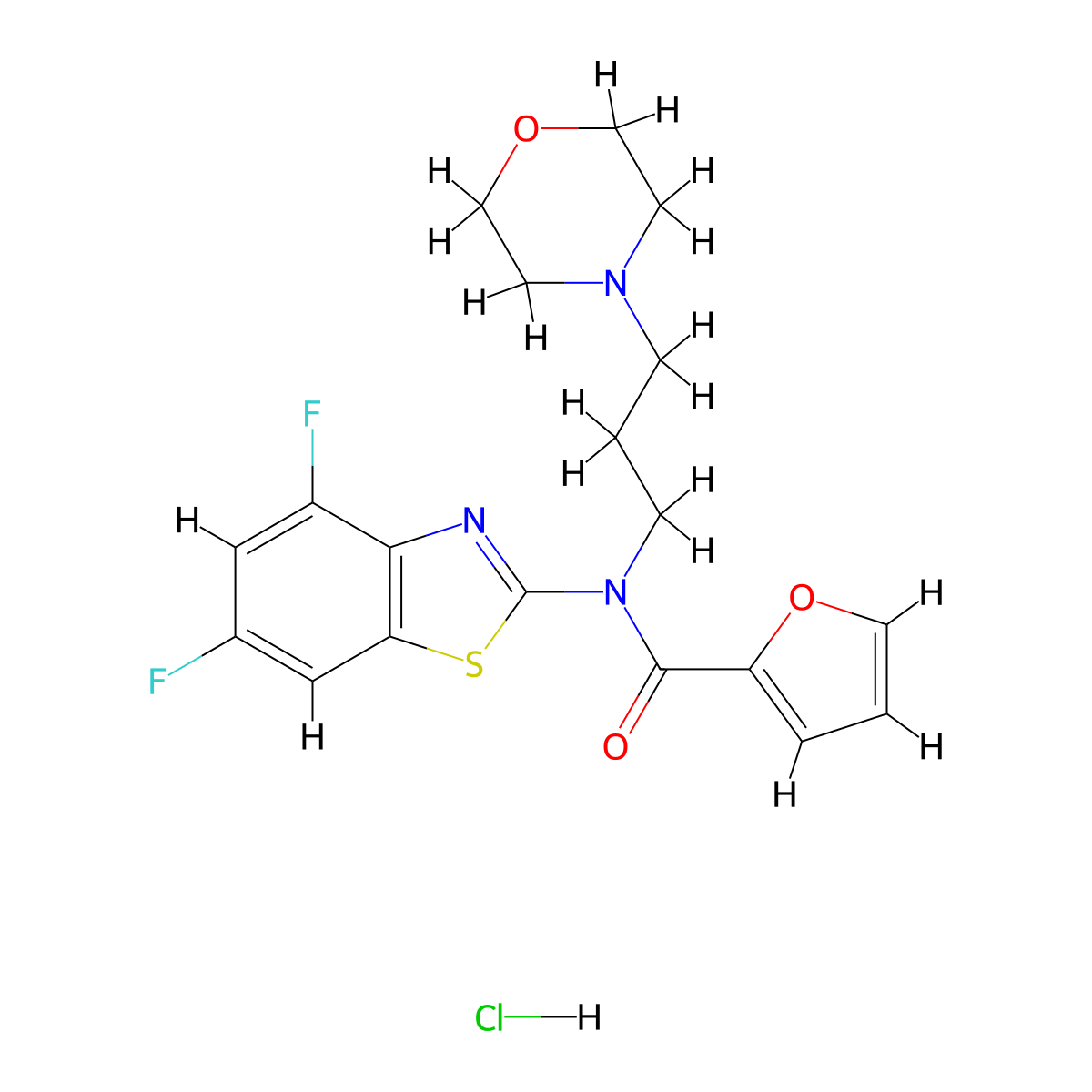 N-(4,6-difluorobenzo[d]thiazol-2-yl)-N-(3-morpholinopropyl)furan-2-carboxamide hydrochloride molecular structure, CAS 1215825-71-0