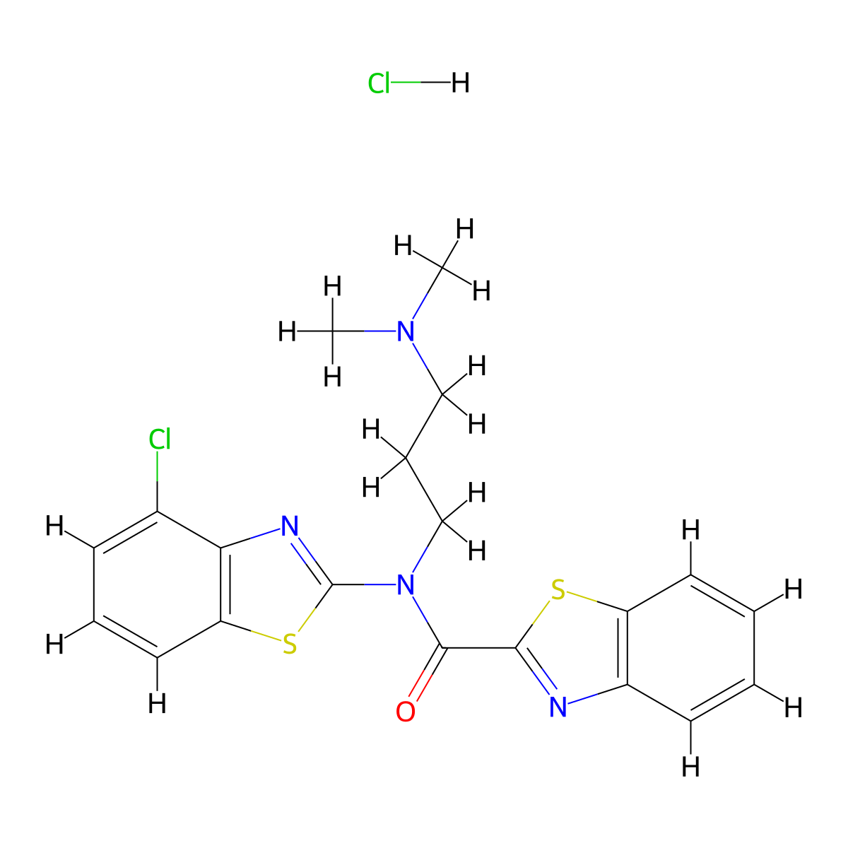 N-(4-chlorobenzo[d]thiazol-2-yl)-N-(3-(dimethylamino)propyl)benzo[d]thiazole-2-carboxamide hydrochloride molecular structure, CAS 1215828-68-4