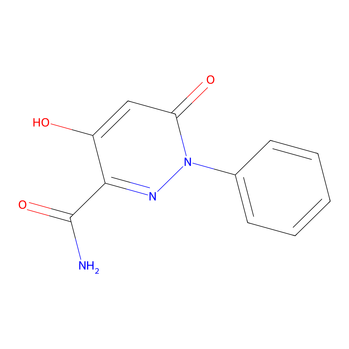 4-Hydroxy-6-oxo-1-phenyl-1,6-dihydro-3-pyridazinecarboxamide molecular structure, CAS 121583-00-4