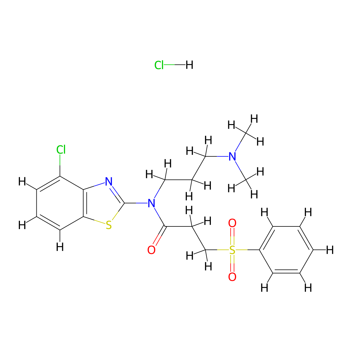 N-(4-chlorobenzo[d]thiazol-2-yl)-N-(3-(dimethylamino)propyl)-3-(phenylsulfonyl)propanamide hydrochloride molecular structure, CAS 1215830-49-1