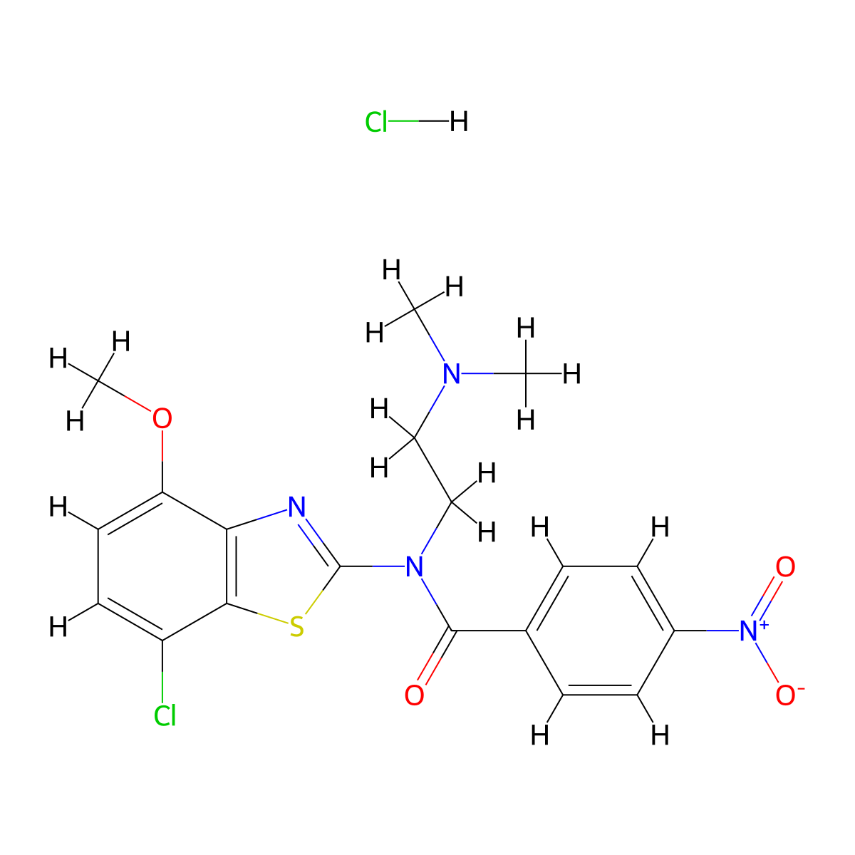 N-(7-chloro-4-methoxybenzo[d]thiazol-2-yl)-N-(2-(dimethylamino)ethyl)-4-nitrobenzamide hydrochloride molecular structure, CAS 1215832-35-1