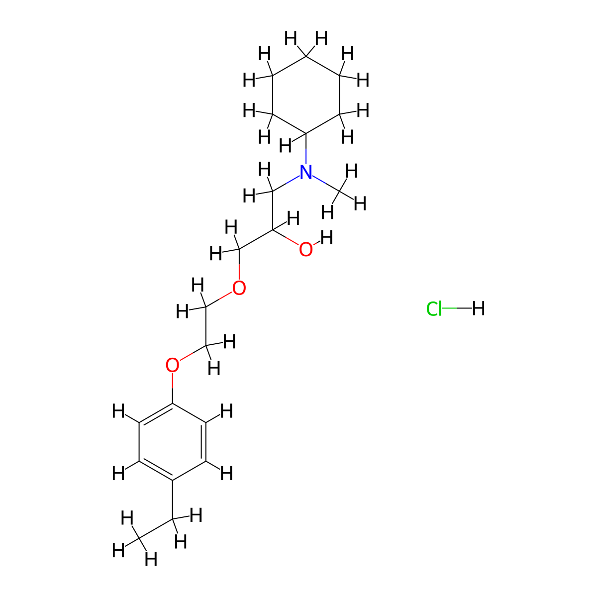 1-(Cyclohexyl(methyl)amino)-3-(2-(4-ethylphenoxy)ethoxy)propan-2-ol hydrochloride molecular structure, CAS 1215833-33-2