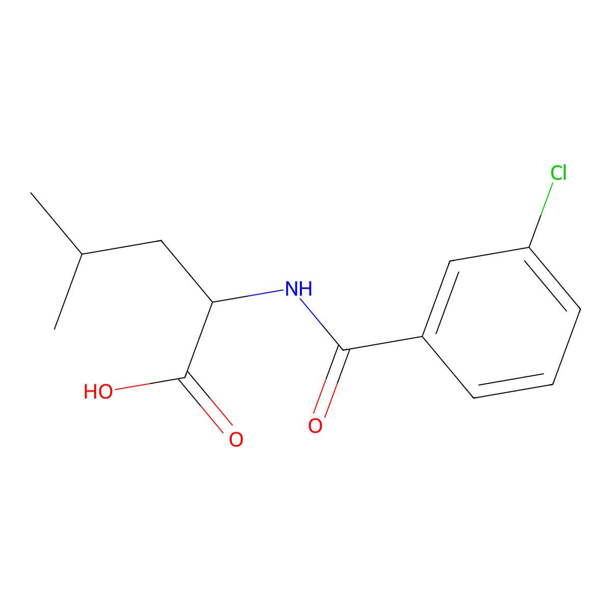 2-[(3-Chlorobenzoyl)amino]-4-methylpentanoic acid molecular structure, CAS 1215834-07-3