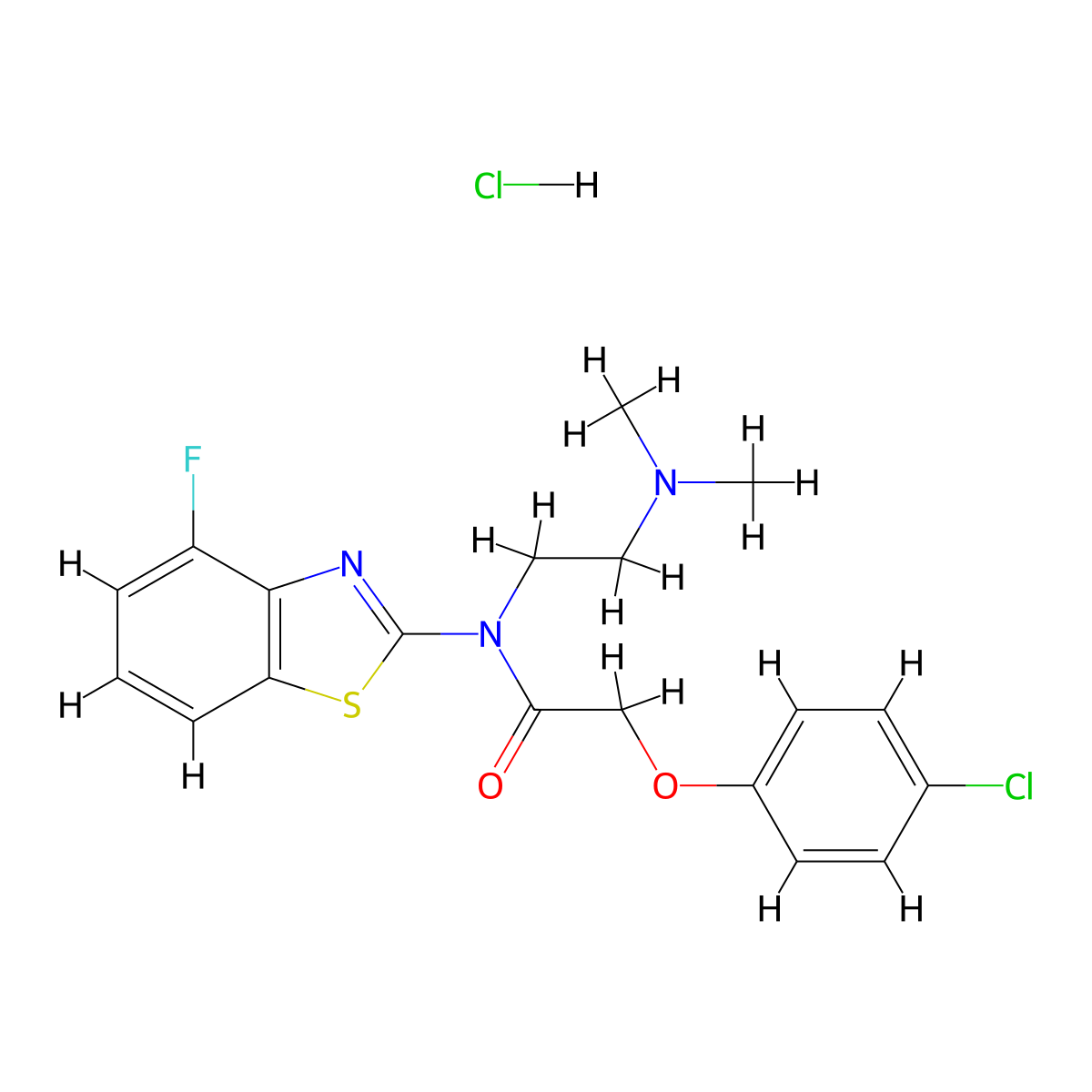 2-(4-chlorophenoxy)-N-(2-(dimethylamino)ethyl)-N-(4-fluorobenzo[d]thiazol-2-yl)acetamide hydrochloride molecular structure, CAS 1215837-07-2