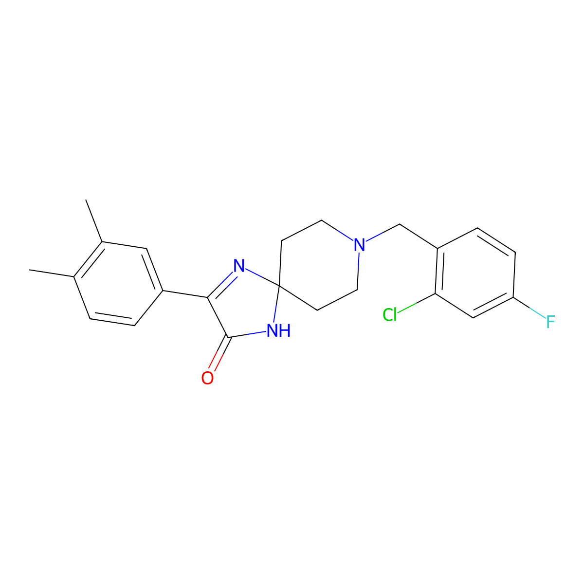 8-(2-Chloro-4-fluorobenzyl)-3-(3,4-dimethylphenyl)-1,4,8-triazaspiro[4.5]dec-3-en-2-one molecular structure, CAS 1215838-42-8