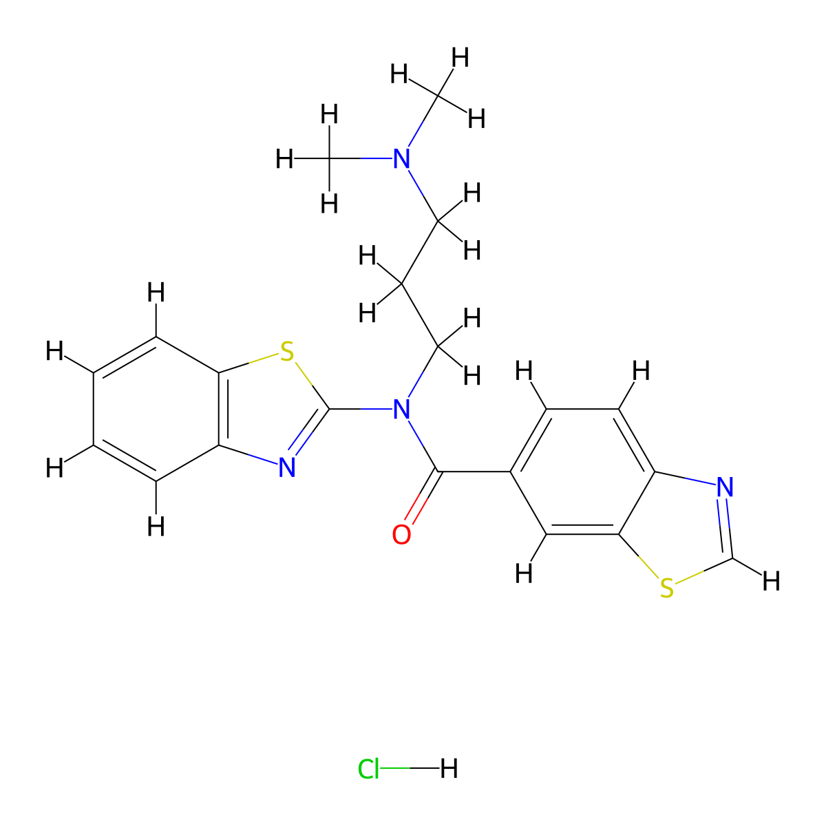 N-(benzo[d]thiazol-2-yl)-N-(3-(dimethylamino)propyl)benzo[d]thiazole-6-carboxamide hydrochloride molecular structure, CAS 1215838-61-1