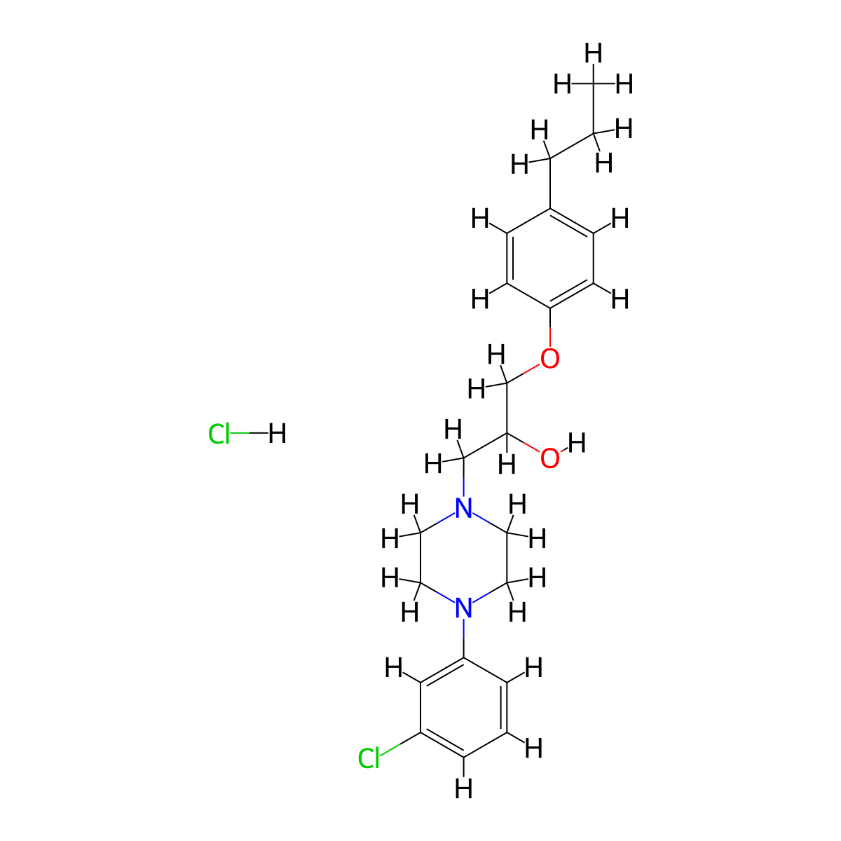 1-(4-(3-Chlorophenyl)piperazin-1-yl)-3-(4-propylphenoxy)propan-2-ol hydrochloride molecular structure, CAS 1215838-85-9