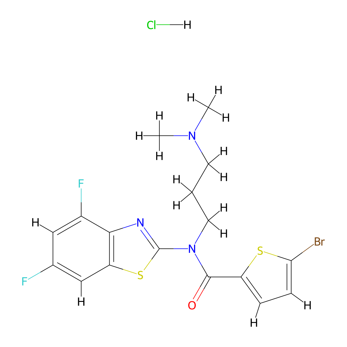5-Bromo-N-(4,6-difluoro-1,3-benzothiazol-2-YL)-N-[3-(dimethylamino)propyl]thiophene-2-carboxamide hydrochloride molecular structure, CAS 1215839-64-7