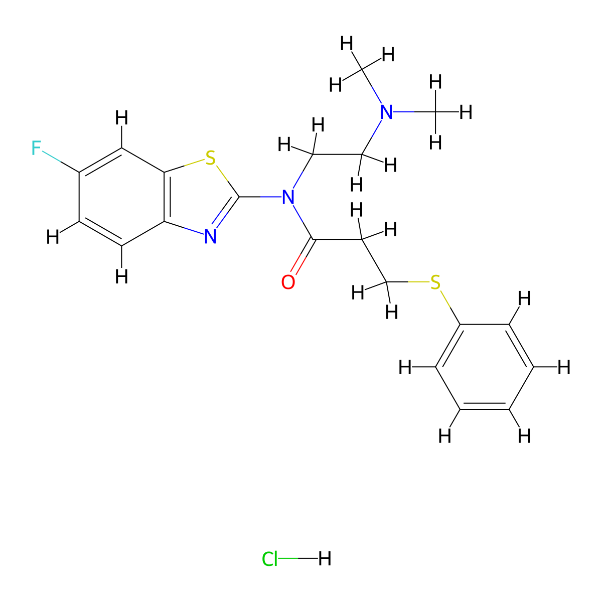 N-(2-(dimethylamino)ethyl)-N-(6-fluorobenzo[d]thiazol-2-yl)-3-(phenylthio)propanamide hydrochloride molecular structure, CAS 1215839-80-7