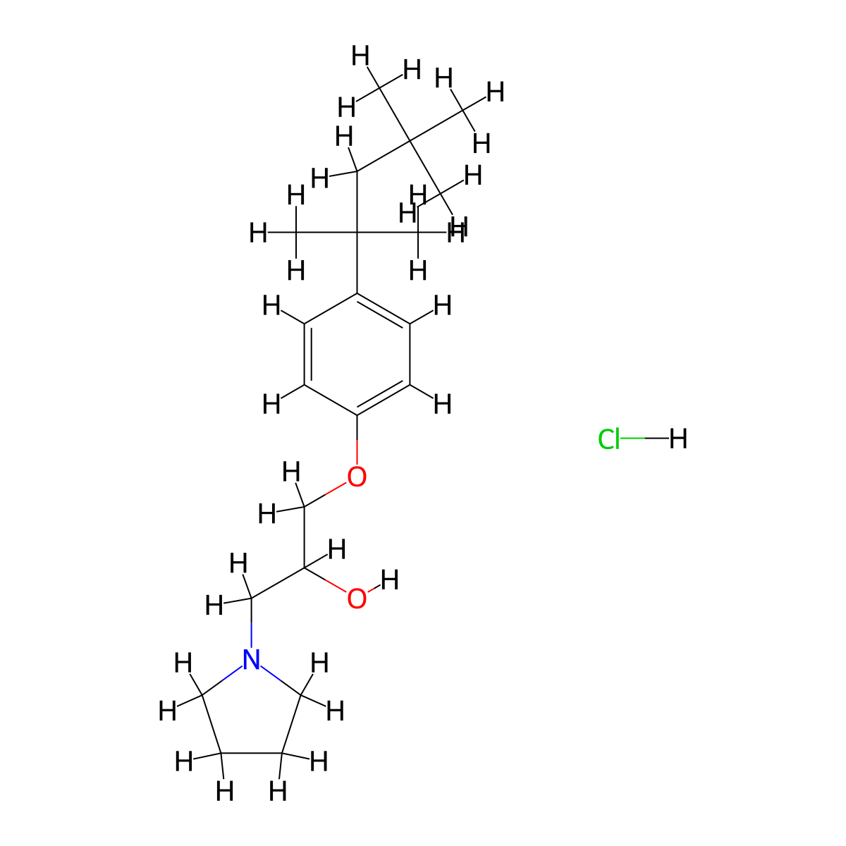1-(Pyrrolidin-1-YL)-3-[4-(2,4,4-trimethylpentan-2-YL)phenoxy]propan-2-OL hydrochloride molecular structure, CAS 1215841-03-4