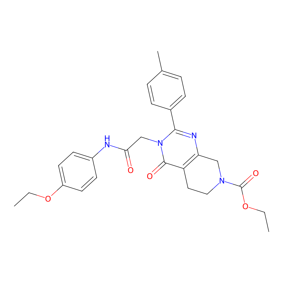 ethyl 3-{[(4-ethoxyphenyl)carbamoyl]methyl}-2-(4-methylphenyl)-4-oxo-3H,4H,5H,6H,7H,8H-pyrido[3,4-d]pyrimidine-7-carboxylate molecular structure, CAS 1215841-16-9