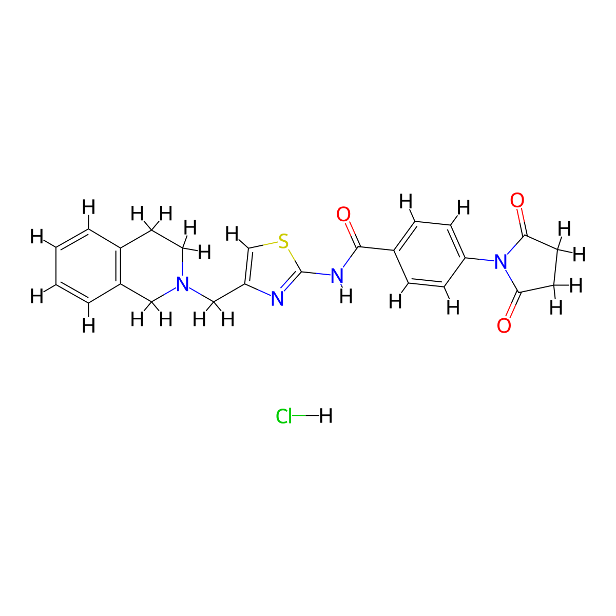 N-(4-((3,4-dihydroisoquinolin-2(1H)-yl)methyl)thiazol-2-yl)-4-(2,5-dioxopyrrolidin-1-yl)benzamide hydrochloride molecular structure, CAS 1215842-13-9