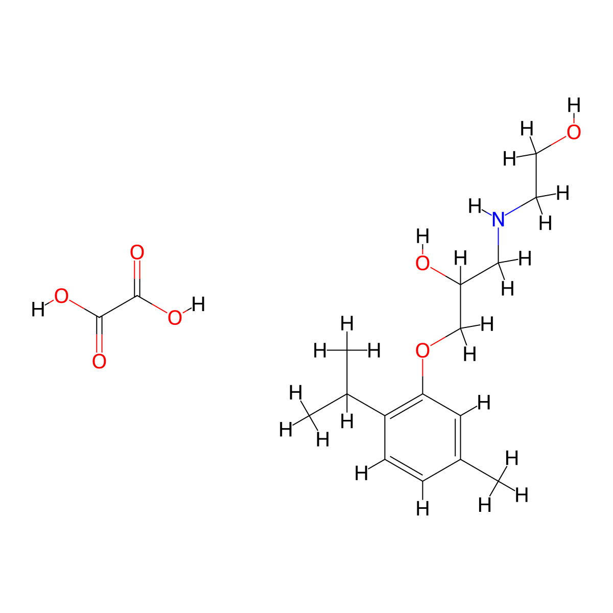 1-((2-Hydroxyethyl)amino)-3-(2-isopropyl-5-methylphenoxy)propan-2-ol oxalate molecular structure, CAS 1215843-20-1