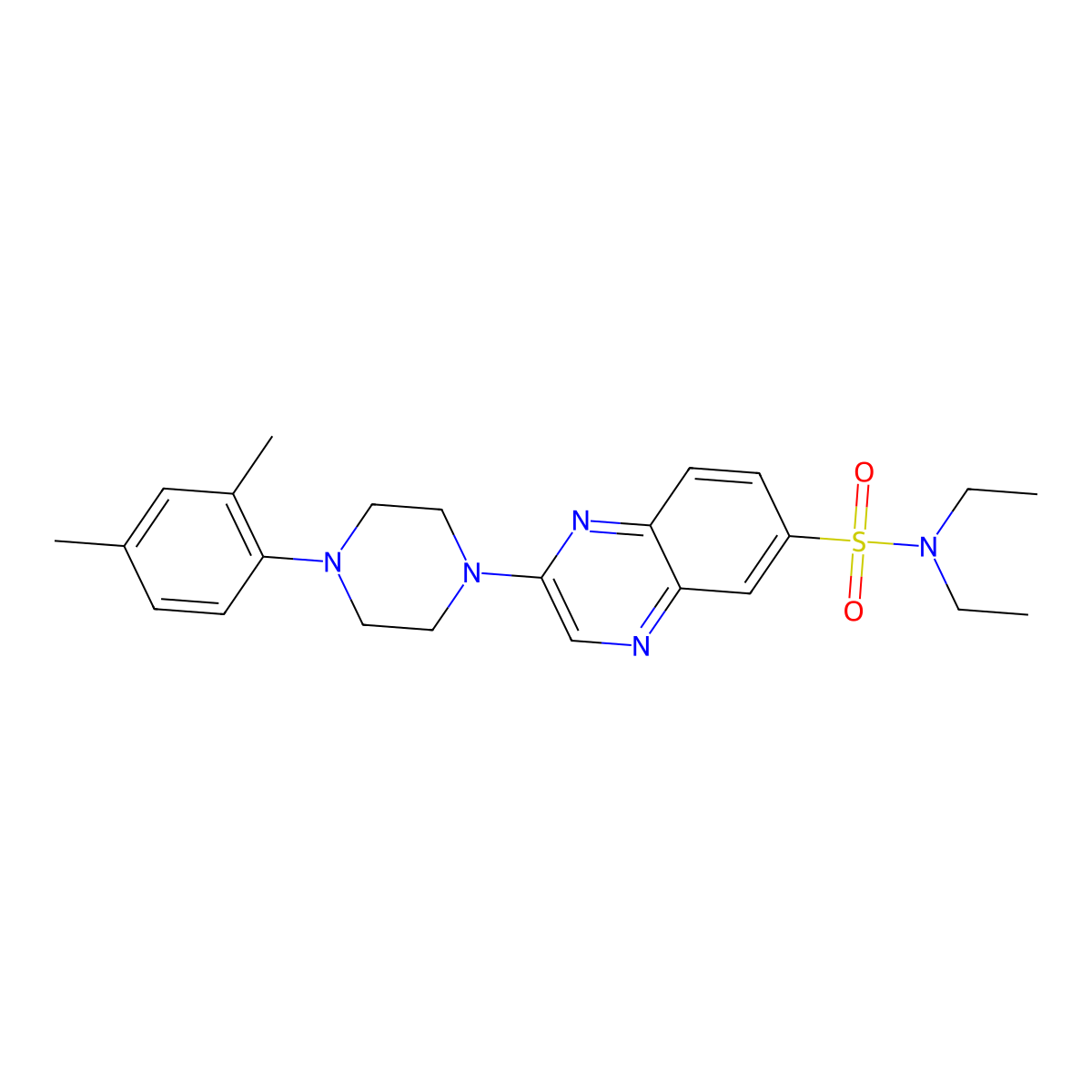 2-[4-(2,4-dimethylphenyl)piperazin-1-yl]-N,N-diethylquinoxaline-6-sulfonamide molecular structure, CAS 1215845-36-5